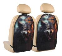 WZYWHJ A Hideous Wolf Picture Lot de 2 coussins de rangement anti-coups de pied pour siège de voiture multifonction après installation