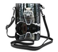 WZYWHJ A Lone Wolf Sac à bandoulière en cuir à rabat pour téléphone portable - Cadeau polyvalent pour femme, marche, camping, shopping et voyage