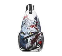 WZYWHJ A wolf's head dripping blood Prints Sac à bandoulière décontracté pour homme avec grande capacité de stockage et bandoulière réglable