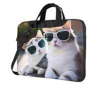 WZYWHJ Adorable paire de chats imprimés ultra-mince portable à épaule unique sac d'ordinateur portable accessoires d'ordinateur doux antichoc pour ordinateurs portables, Noir , 14 inch