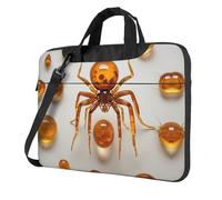 WZYWHJ Ambre Fossil Spider Prints Sac portable ultra-fin portable à bandoulière pour ordinateur portable Accessoires informatiques Doux antichoc pour ordinateurs portables, Noir , 14 inch