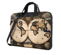 WZYWHJ Ancient Map World Globe Pattern Ultra-mince Portable Unique Shoulder Laptop Bag Computer Accessories Soft Shockproof for Laptops, Noir , 15.6 inch