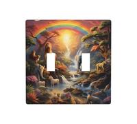 WZYWHJ Animal Park Under the Rainbow Printing Plaque murale décorative 11,4 x 11,4 cm, durable et élégante pour les zones résidentielles et commerciales