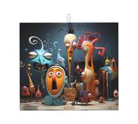 WZYWHJ Animation Art Tapis de séchage imprimé pour la cuisine : fabriqué en éponge absorbant l'eau, avec cordon de suspension 45,7 x 40,6 cm