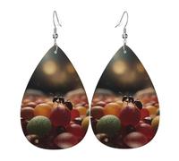 WZYWHJ Ants on Candy Picture Boucles d'oreilles en cuir pour femme avec pendentif goutte d'eau