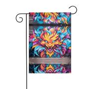WZYWHJ Art Graffiti Fox Drapeau de jardin décoratif 30,5 x 45,7 cm pour un environnement extérieur tendance