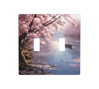 WZYWHJ Assiette murale décorative motif fleurs de cerisier au bord du lac 11,4 x 11,4 cm, durable et élégante pour les zones résidentielles et commerciales