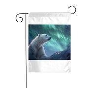 Wzywhj Aurora Ours polaire Drapeau de jardin d'été double face Décoration cour 30,5 x 45,7 cm