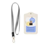 Wzywhj Badge de travail imprimé éléphant négatif, étui de protection en cuir avec corde de suspension amovible