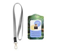 Wzywhj Badge de travail imprimé Little Bridge in The East, étui de protection en cuir avec corde de suspension amovible