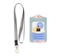 Wzywhj Badge de travail imprimé mouton mignon étui de protection, couverture de carte d'identification en cuir avec corde de suspension amovible