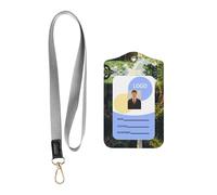 WZYWHJ Badge de travail motif cascade pixel, étui de protection en cuir avec corde de suspension amovible