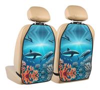 WZYWHJ Baleines sous la mer imprimé siège de voiture tapis de rangement anti-coups de pied 2 pièces, sac de rangement multifonction protecteur de siège après installation