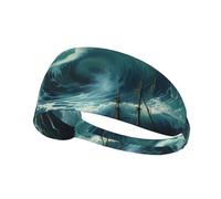 WZYWHJ Bandeau Bandeau Doux et Absorbant pour Entraînement de Basket-ball Rouge Idéal Accessoire Cheveux pour Yoga Course à Pied et plus ! Imprimé Ship in The Waves