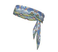 WZYWHJ Bandeau de sport imprimé Village Under the Rainbow pour homme et femme, pour la course à pied, l'entraînement, le football