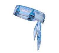 WZYWHJ Bandeau de sport imprimé voilier bleu pour homme et femme, bandeau pour la course à pied, l'entraînement, le football