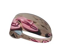 WZYWHJ Bandeau doux et absorbant pour entraînement de basket-ball rouge - Accessoire cheveux idéal pour le yoga, la course à pied, etc - Tongs roses sur la plage imprimées