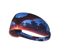 WZYWHJ Bandeau doux et absorbant pour entraînement de basket-ball rouge - Accessoire de cheveux idéal pour le yoga, la course à pied, et plus encore. Motif chauve-souris effrayante