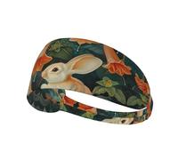 WZYWHJ Bandeau doux et absorbant pour entraînement de basket-ball rouge - Accessoire de cheveux idéal pour le yoga, la course à pied, et plus encore ! Imprimé petit lapin sous la gloire du matin