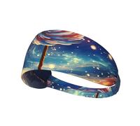 WZYWHJ Bandeau doux et absorbant pour entraînement de basket-ball rouge - Accessoire de cheveux idéal pour le yoga, la course à pied, etc. Imprimé sucettes dans le ciel étoilé