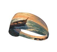 WZYWHJ Bandeau doux et absorbant pour entraînement de basket-ball rouge - Accessoire de cheveux idéal pour le yoga, la course à pied, et plus encore ! Impression de radeau en bambou sur la mer