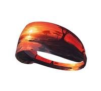 WZYWHJ Bandeau doux et absorbant pour entraînement de basket-ball rouge - Accessoire de cheveux idéal pour le yoga, la course à pied, et plus encore! Belle impression coucher de soleil