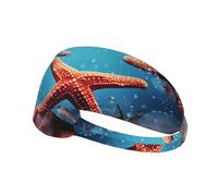 WZYWHJ Bandeau doux et absorbant pour entraînement de basket-ball rouge - Accessoire de cheveux idéal pour le yoga, la course à pied, et plus encore! Belle étoile de mer imprimée