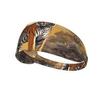 WZYWHJ Bandeau doux et absorbant pour entraînement de basket-ball rouge - Accessoire de cheveux idéal pour le yoga, la course à pied, et plus encore ! Tigre debout au soleil imprimé