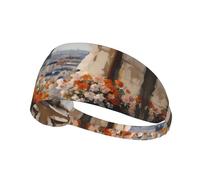 WZYWHJ Bandeau doux et absorbant pour entraînement de basket-ball rouge - Accessoire de cheveux idéal pour le yoga, la course à pied, et plus encore. Beaux pylônes au loin imprimés