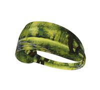 WZYWHJ Bandeau doux et absorbant pour entraînement de basket-ball rouge - Accessoire de cheveux idéal pour le yoga, la course à pied, et plus encore. Imprimé Willow Trees by The Pond