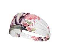 WZYWHJ Bandeau doux et absorbant pour entraînement de basket-ball rouge - Accessoire de cheveux idéal pour le yoga, la course à pied, et plus encore ! Imprimé petit éléphant rose prenant le bain