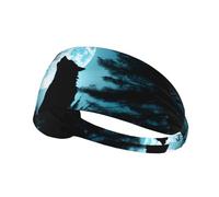 WZYWHJ Bandeau doux et absorbant pour entraînement de basket-ball rouge - Accessoire de cheveux idéal pour le yoga, la course à pied, et plus encore ! Imprimé loup sous la lune