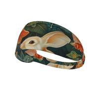 WZYWHJ Bandeau doux et absorbant pour entraînement de basket-ball rouge - Accessoire de cheveux idéal pour le yoga, la course à pied, et plus encore! Imprimé Little Rabbit Under The Morning Glory