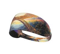 WZYWHJ Bandeau doux et absorbant pour entraînement de basket-ball rouge - Accessoire de cheveux idéal pour le yoga, la course à pied, et plus encore! Ailes sur le pont arc-en-ciel imprimé