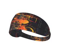 WZYWHJ Bandeau doux et absorbant pour entraînement de basket-ball rouge - Accessoire de cheveux idéal pour le yoga, la course à pied, et plus encore. Motif calligraphie cyberpunk