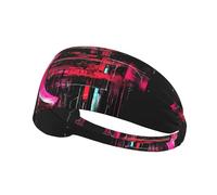WZYWHJ Bandeau doux et absorbant pour entraînement de basket-ball rouge - Accessoire de cheveux idéal pour le yoga, la course à pied, etc. Motif texte Cyberpunk