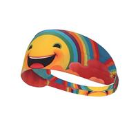 WZYWHJ Bandeau doux et absorbant pour entraînement de basket-ball rouge - Accessoire de cheveux idéal pour le yoga, la course à pied, et plus encore ! Imprimé arc-en-ciel souriant
