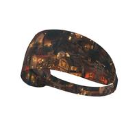 WZYWHJ Bandeau doux et absorbant pour entraînement de basket-ball rouge - Accessoire de cheveux idéal pour le yoga, la course à pied, et plus encore! Impression Cozy Little Village