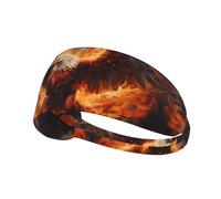 WZYWHJ Bandeau doux et absorbant pour entraînement de basket-ball rouge - Accessoire de cheveux idéal pour le yoga, la course à pied, etc. Impression aigle brûlant