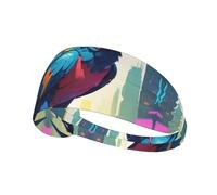 WZYWHJ Bandeau doux et absorbant pour entraînement de basket-ball rouge - Accessoire de cheveux idéal pour le yoga, la course à pied, etc. Imprimé perroquet Cyberpunk