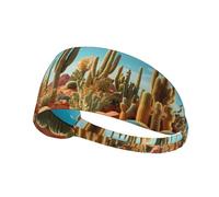 WZYWHJ Bandeau doux et absorbant pour entraînement de basket-ball rouge - Accessoire de cheveux idéal pour le yoga, la course à pied, etc. Le territoire du cactus imprimé