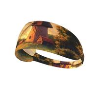 WZYWHJ Bandeau doux et absorbant pour entraînement de basket-ball rouge - Accessoire de cheveux idéal pour le yoga, la course à pied, et plus encore! Le moulin à vent sur la prairie imprimé