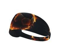WZYWHJ Bandeau doux et absorbant pour entraînement de basket-ball rouge - Accessoire de cheveux idéal pour le yoga, la course à pied, etc. Impression de football brûlante