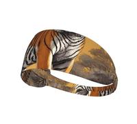 WZYWHJ Bandeau doux et absorbant pour entraînement de basket-ball rouge - Accessoire de cheveux idéal pour le yoga, la course à pied, et plus encore! Tigre debout au soleil imprimé