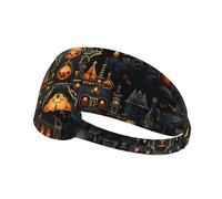 WZYWHJ Bandeau doux et absorbant pour entraînement de basket-ball rouge - Accessoire de cheveux idéal pour le yoga, la course à pied, etc. Impression château de nuit