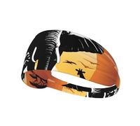 WZYWHJ Bandeau doux et absorbant pour entraînement de basket-ball rouge - Accessoire de cheveux idéal pour le yoga, la course à pied, et plus encore ! Imprimé éléphant et girafe au coucher du soleil