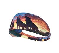 WZYWHJ Bandeau doux et absorbant pour entraînement de basket-ball rouge - Accessoire de cheveux idéal pour le yoga, la course à pied, etc. Motif loup