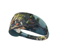 WZYWHJ Bandeau doux et absorbant pour entraînement de basket-ball rouge - Accessoire de cheveux idéal pour le yoga, la course à pied, et plus encore! Imprimé petite ville sur l'île