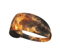 WZYWHJ Bandeau doux et absorbant pour entraînement de basket-ball rouge - Accessoire de cheveux idéal pour le yoga, la course à pied, etc. Motif flamme brûlante