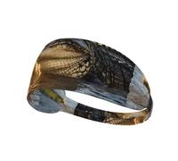 WZYWHJ Bandeau doux et absorbant pour entraînement de basket-ball rouge - Accessoire de cheveux idéal pour le yoga, la course à pied, etc. Image crocodile énorme